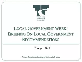 Local Government Week: Briefing On Local Government Recommendations
