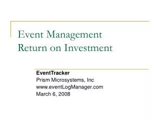 Event Management Return on Investment
