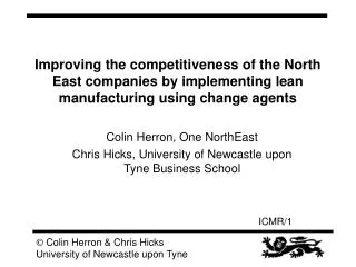 Improving the competitiveness of the North East companies by implementing lean manufacturing using change agents