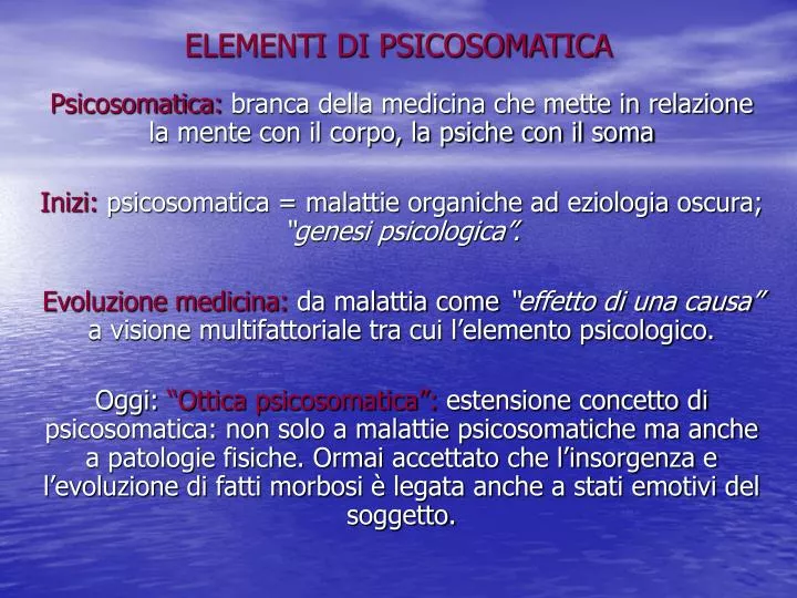 elementi di psicosomatica