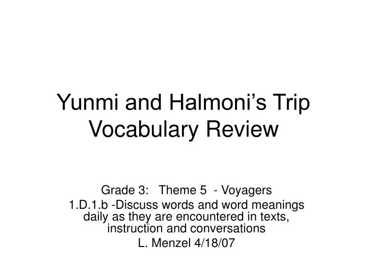 yunmi and halmoni s trip vocabulary review