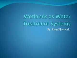 Wetlands as Water Treatment Systems