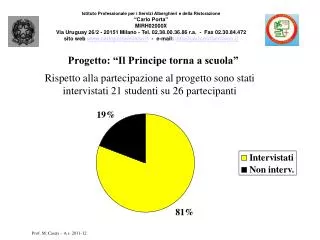 Progetto: “Il Principe torna a scuola”