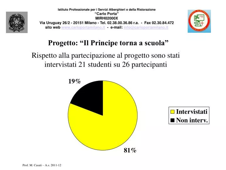 progetto il principe torna a scuola