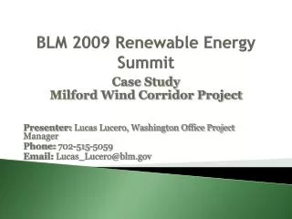 BLM 2009 Renewable Energy Summit