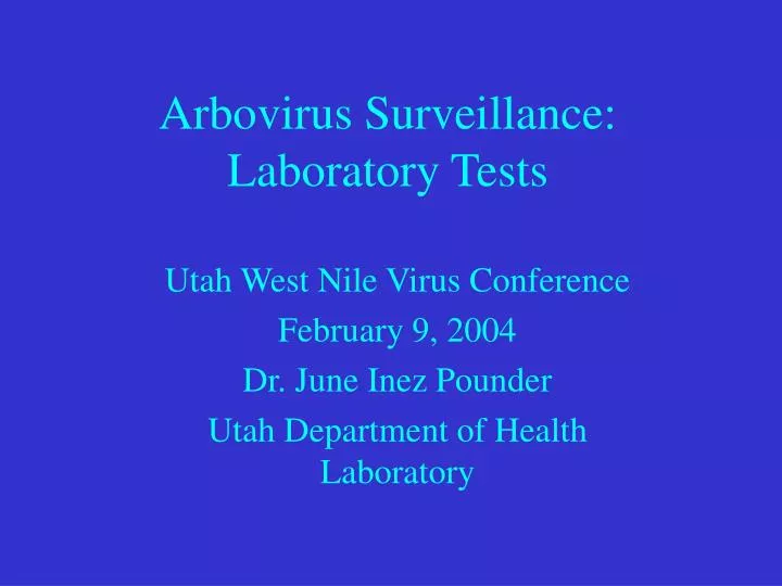 arbovirus surveillance laboratory tests