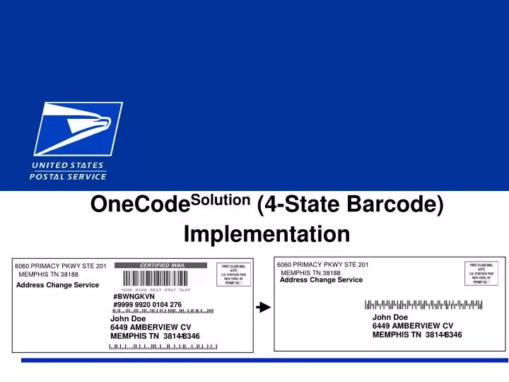 onecode solution 4 state barcode implementation