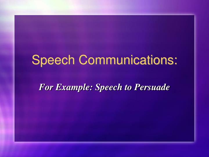 speech communications