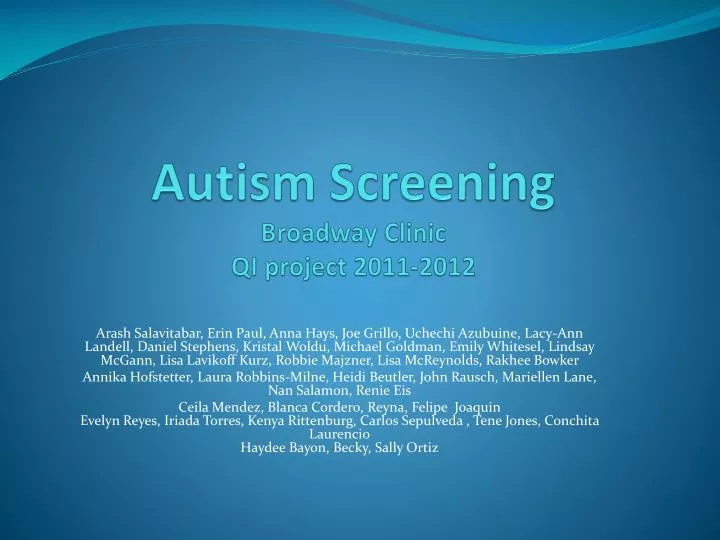 autism screening broadway clinic qi project 2011 2012