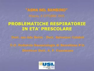 problematiche respiratorie in eta prescolare