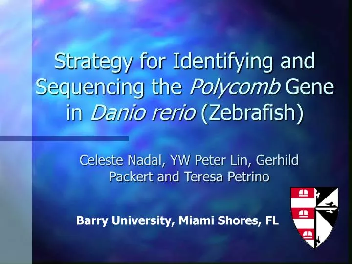 strategy for identifying and sequencing the polycomb gene in danio rerio zebrafish