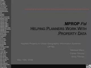 MPROP Pal Helping Planners Work With Property Data