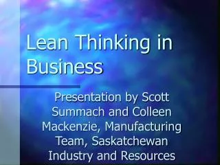 Lean Thinking in Business