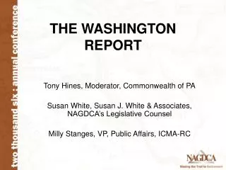 THE WASHINGTON REPORT