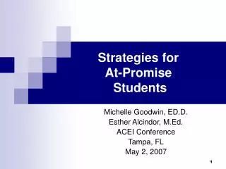 Strategies for At-Promise Students