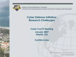 Cyber Defense Initiative: Research Challenges
