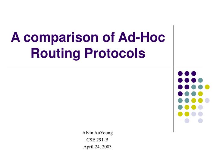 a comparison of ad hoc routing protocols