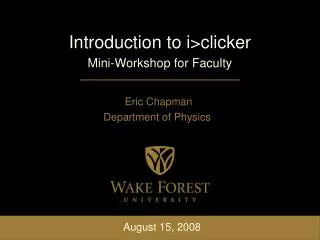 Introduction to i&gt;clicker Mini-Workshop for Faculty