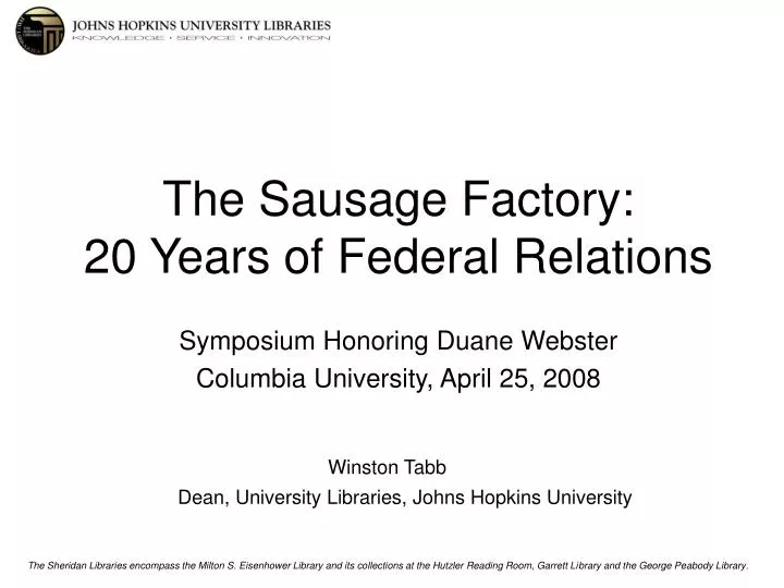 the sausage factory 20 years of federal relations