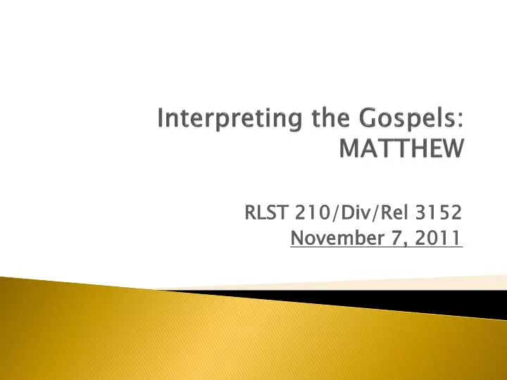 interpreting the gospels matthew