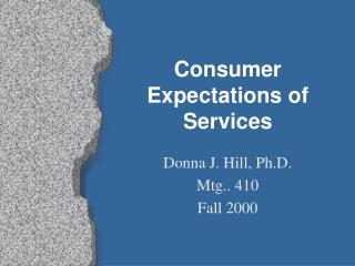 Consumer Expectations of Services