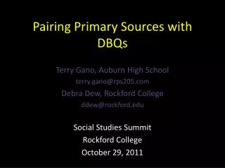 Pairing Primary Sources with DBQs
