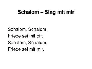 Schalom – Sing mit mir