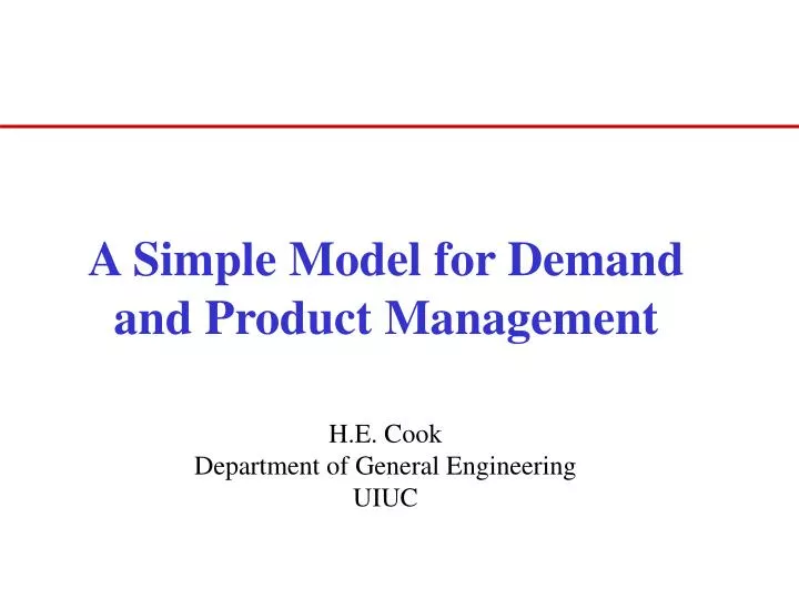 a simple model for demand and product management