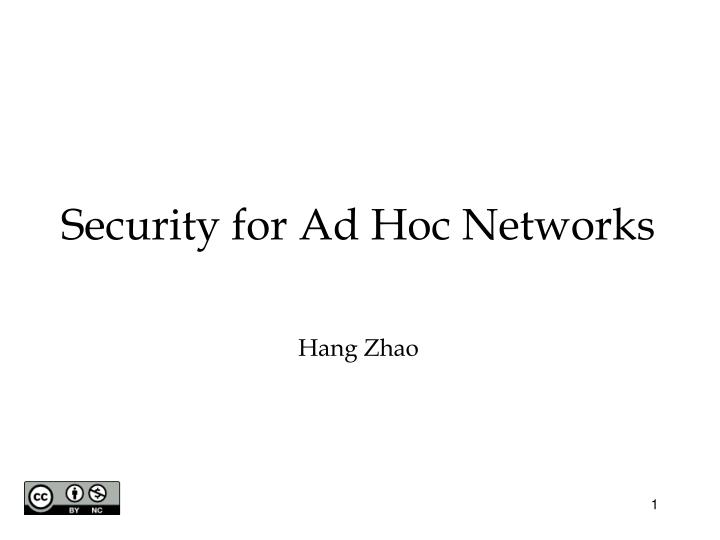 security for ad hoc networks