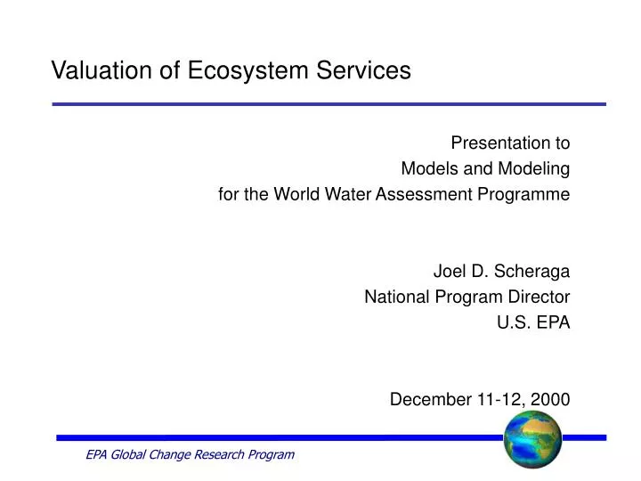 valuation of ecosystem services
