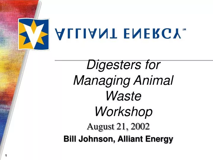 digesters for managing animal waste workshop