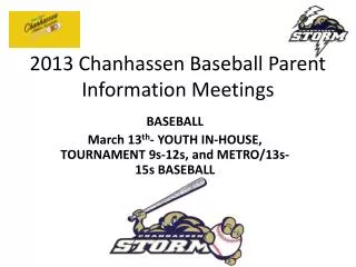 2013 Chanhassen Baseball Parent Information Meetings