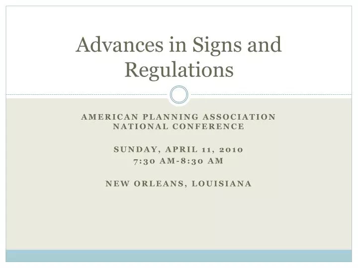 advances in signs and regulations