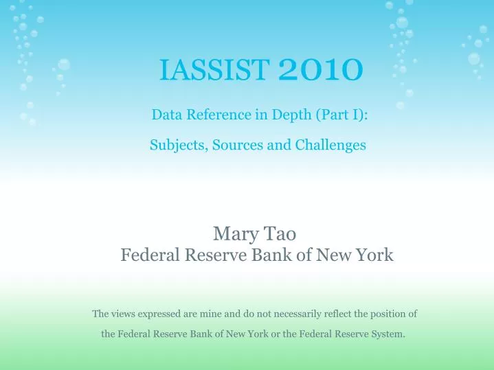 iassist 2010 data reference in depth part i subjects sources and challenges