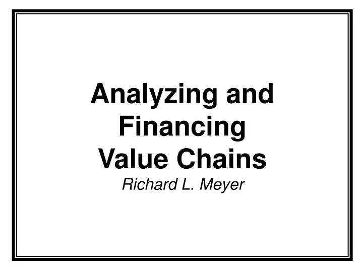 analyzing and financing value chains