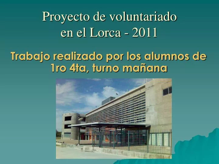 proyecto de voluntariado en el lorca 2011