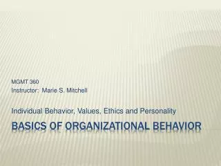 Basics of Organizational Behavior