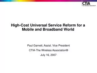High-Cost Universal Service Reform for a Mobile and Broadband World