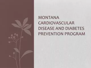 Montana Cardiovascular Disease and Diabetes Prevention Program