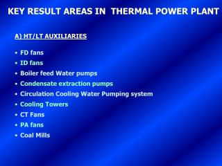 KEY RESULT AREAS IN THERMAL POWER PLANT