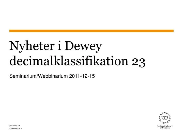 nyheter i dewey decimalklassifikation 23