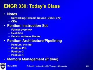 ENGR 330: Today’s Class