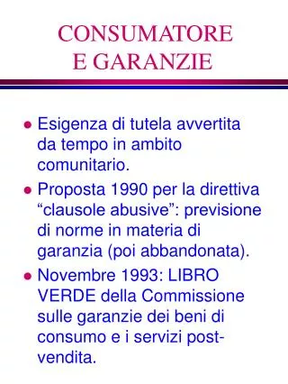 consumatore e garanzie