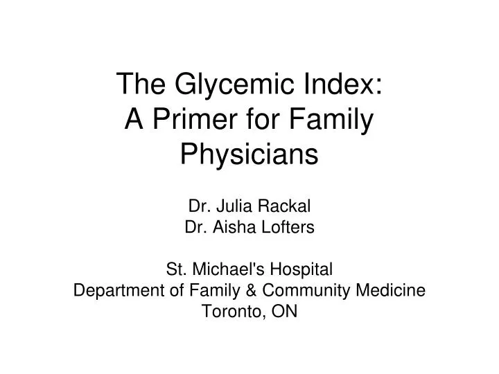the glycemic index a primer for family physicians