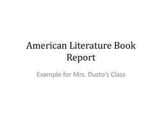 American Literature Book Report