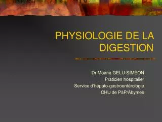 physiologie de la digestion