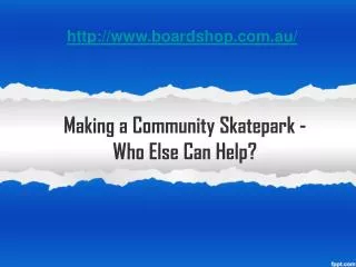 making a community skatepark - who else can help?