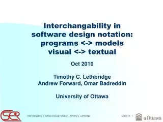 Interchangability in software design notation: programs &lt;-&gt; models visual &lt;-&gt; textual