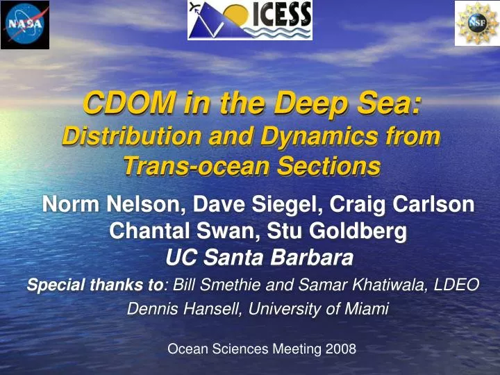 cdom in the deep sea distribution and dynamics from trans ocean sections