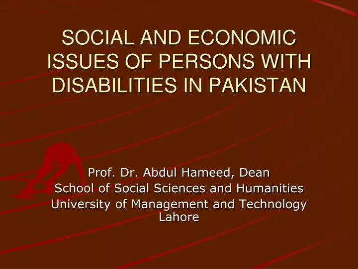 social and economic issues of persons with disabilities in pakistan